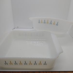 VTG Anchor Hocking Fire King Candle Glow 435 Casserole Dish & 433 1.5 Quart Dish